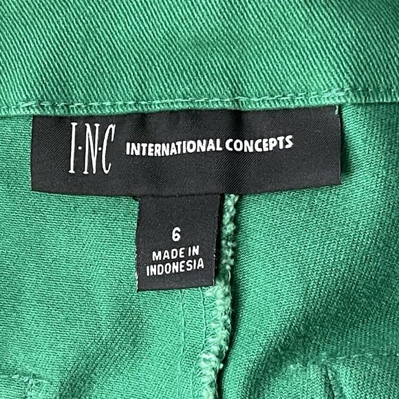 INC International Concepts SZ 6 Straight Leg Crop Jeans Mid-Rise Zip Ankle Green - Picture 10 of 12